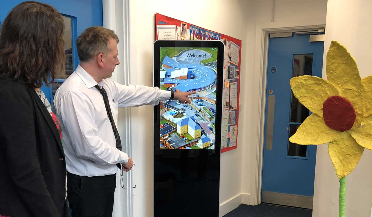 LCD Freestanding Digital displays for schools from Lobbysign Digital signage